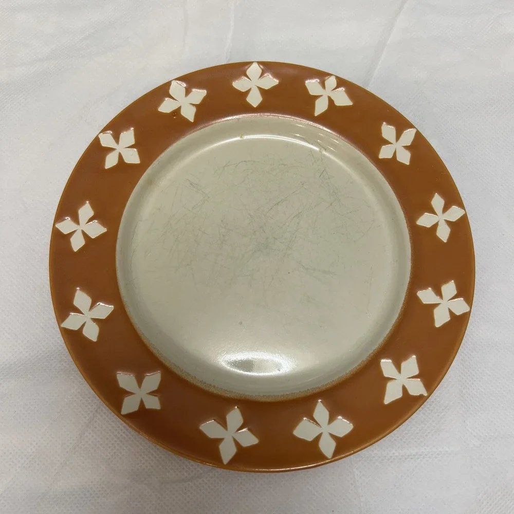 Vtg Pottery Barn Dune Persimmon Salad Plates 4 Retro MCM Boho Replacement